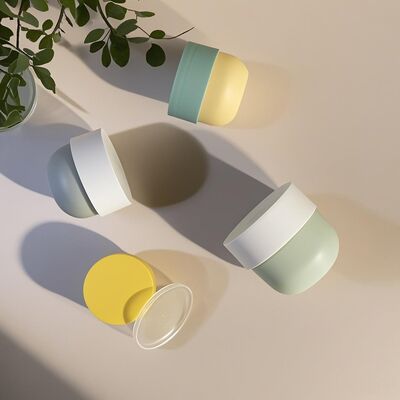 وعاء بلاستيكي من مادة البولي بروبيلين الآمنة غذائيًا مع غطاء لولبي وملصق مطبوع بالأشعة فوق البنفسجية لكريمات الوجه والجسم التجميلية بسعة 150-500 مل (عبوة تشير)