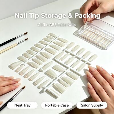 Coffin ABS Nail Tips, Clear Full Cover False Nails for Salon Nail Extension DIY Nail Art and Bulk Supply