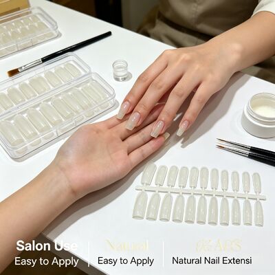 Natural ABS Almond Shape Full Cover False Nails Clear Finger Nail Tips for Nail Art Salon Use and Bulk Supply