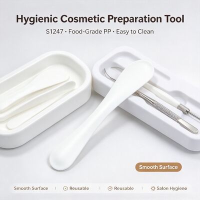 S1247 الصف الغذائي PP مستحضرات التجميل مزج سباتولا لمحلات التجميل. مثالي لمزج مسحوق القناع وصبغة كريم التجميل. مثالي لمحلات التجميل، استوديوهات سبا ورعاية الجلد DIY المنزل. متاح بالجملة.