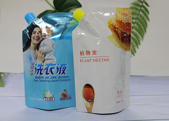 الحقيبة البلاستيكية صنبور قابلة لإعادة الاستخدام الحقيبة للطفل أغذية / سائل BPA الطباعة الحفر الحرة