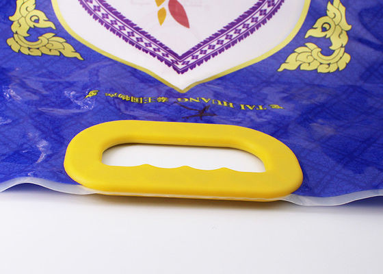Snap - On Type PP حقيبة بلاستيكية مقابض متعددة الألوان معبأة على أكياس طحين الأرز 5 كجم